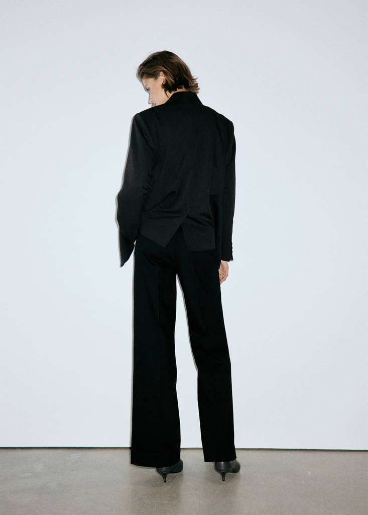 Wide-leg jeans with side buttons — Black denim