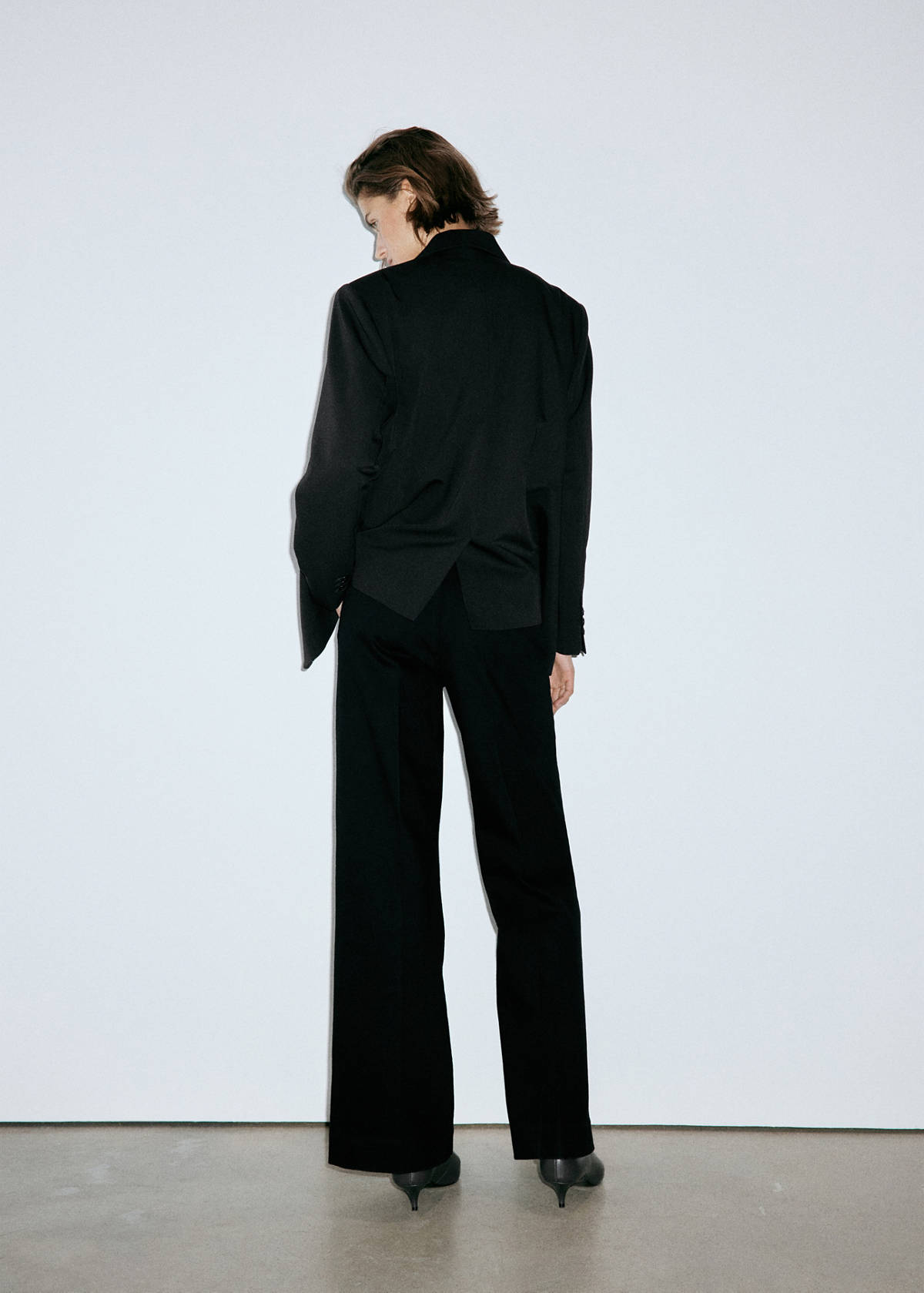 Wide-leg jeans with side buttons — Black denim