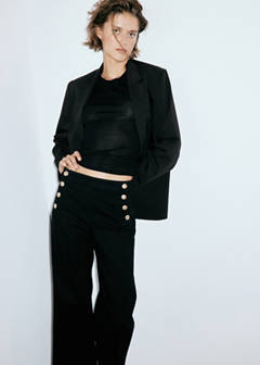 Wide-leg jeans with side buttons — Black denim 4