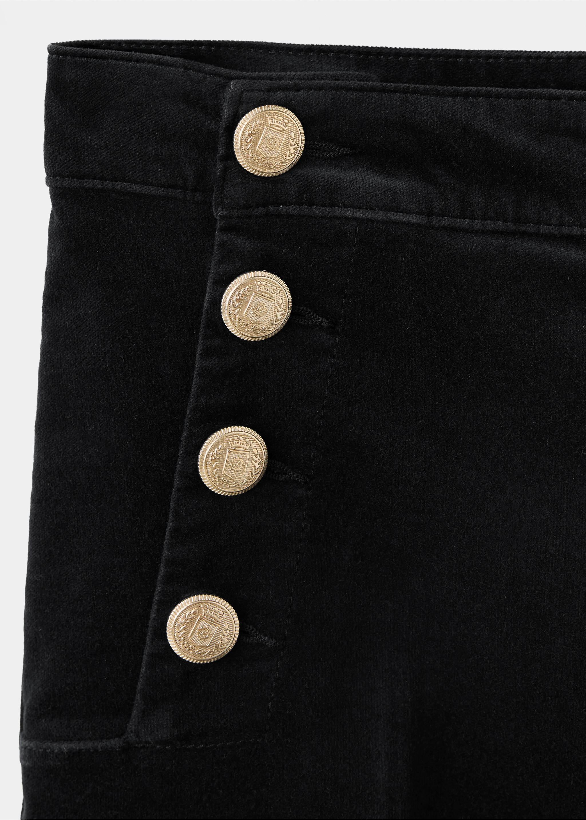 Wide-leg jeans with side buttons - Details of the article 8, Black denim. Ref: 37005889-00.