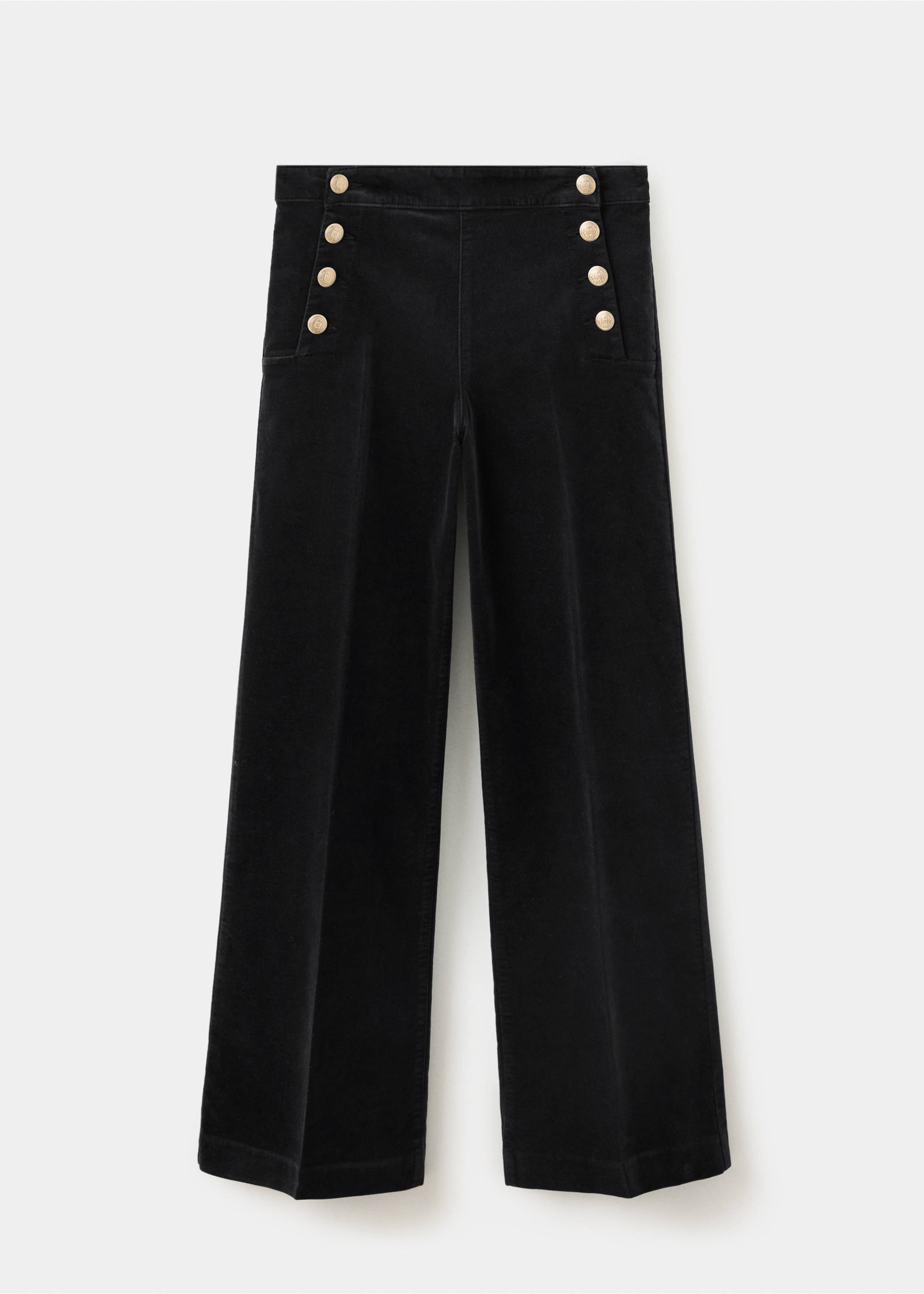 Wide-leg jeans with side buttons - Article without model, Black denim. Ref: 37005889-00.