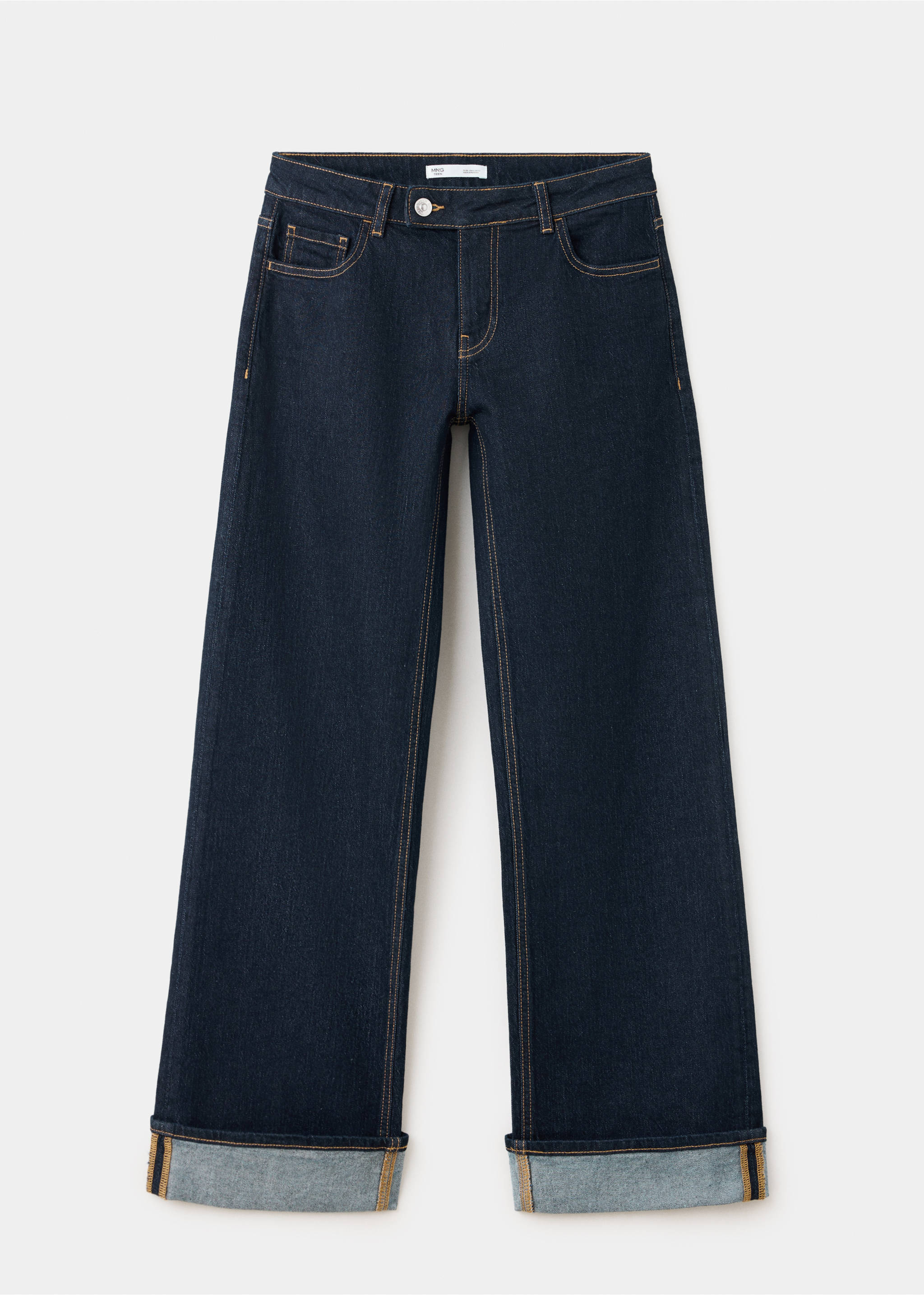 Low-rise jeans with turned-up cuffs - Article without model, Open Blue. Ref: 37005890-00.
