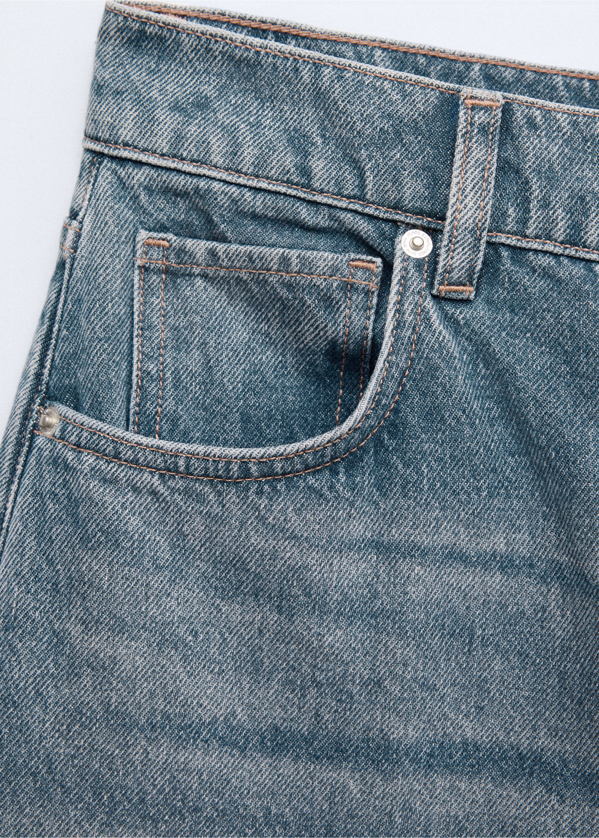 Ankle-length balloon jeans - Details of the article 8, Medium Blue. Ref: 37005895-00.