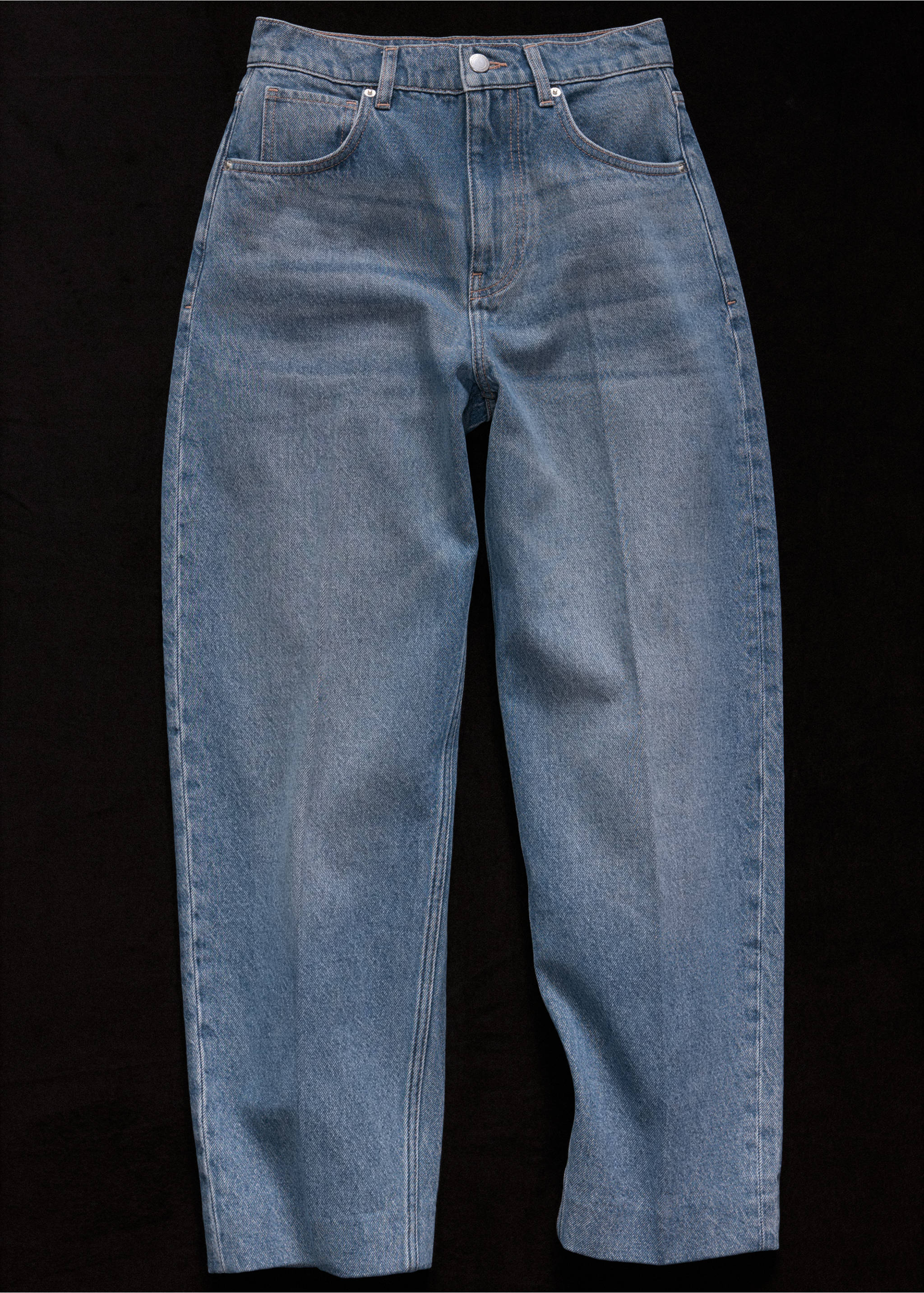 Ankle-length balloon jeans - Details of the article 5, Medium Blue. Ref: 37005895-00.