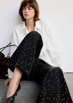 Wide leg jeans with rhinestones — Black denim 5