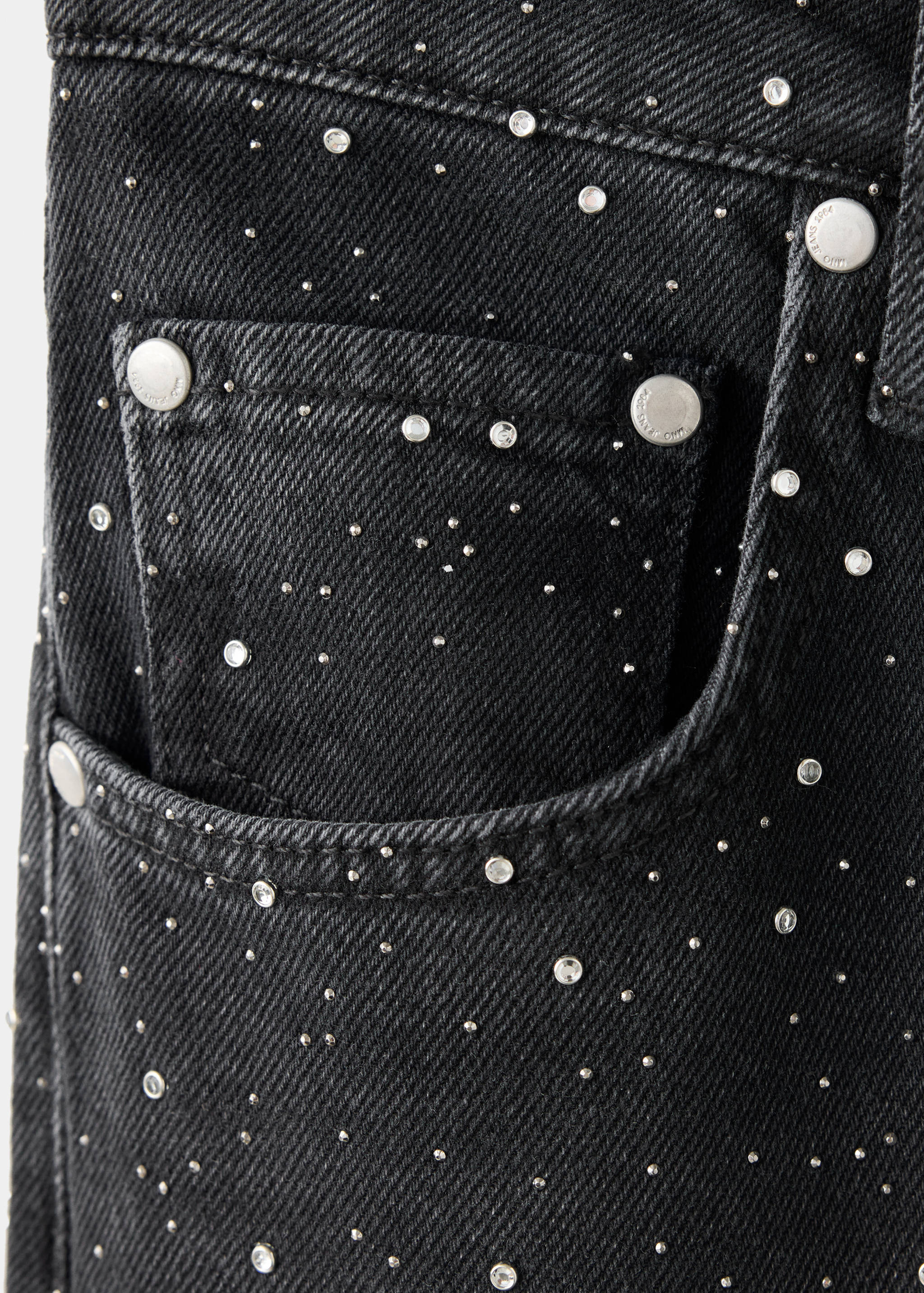 Wide leg jeans with rhinestones - Details of the article 0