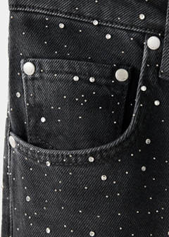 Wide leg jeans with rhinestones — Black denim 11