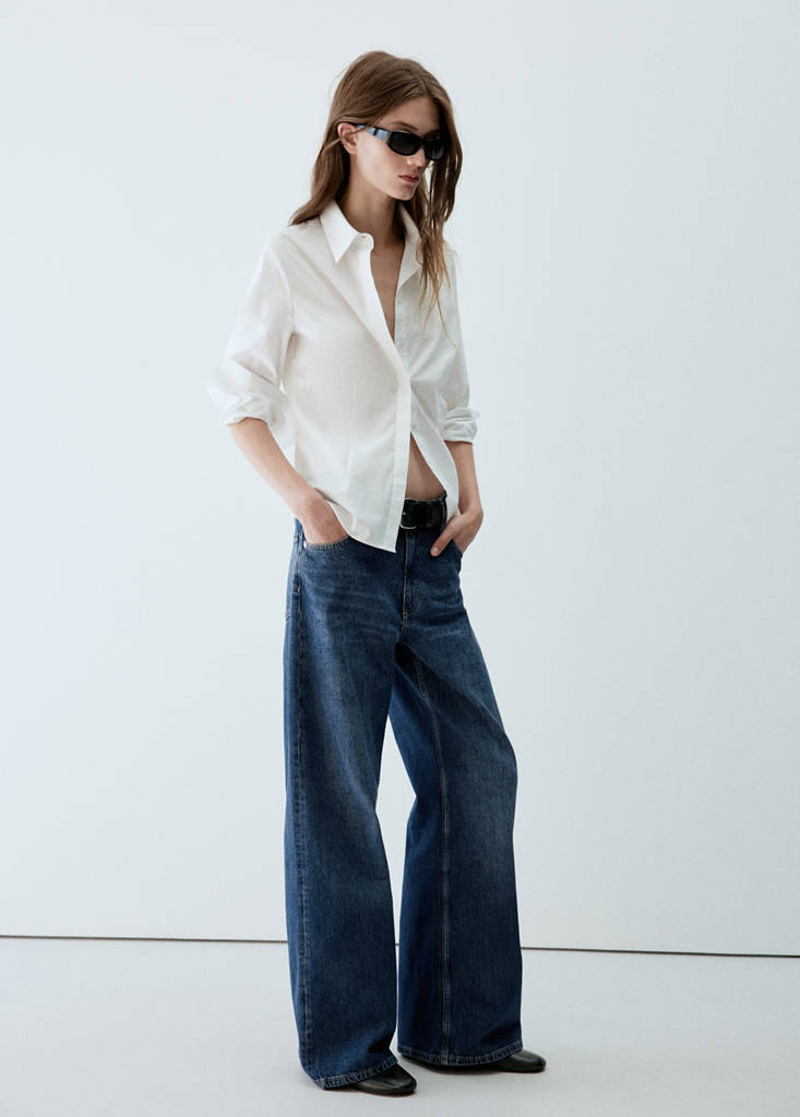 Wide leg jeans with rhinestones — Dark Blue