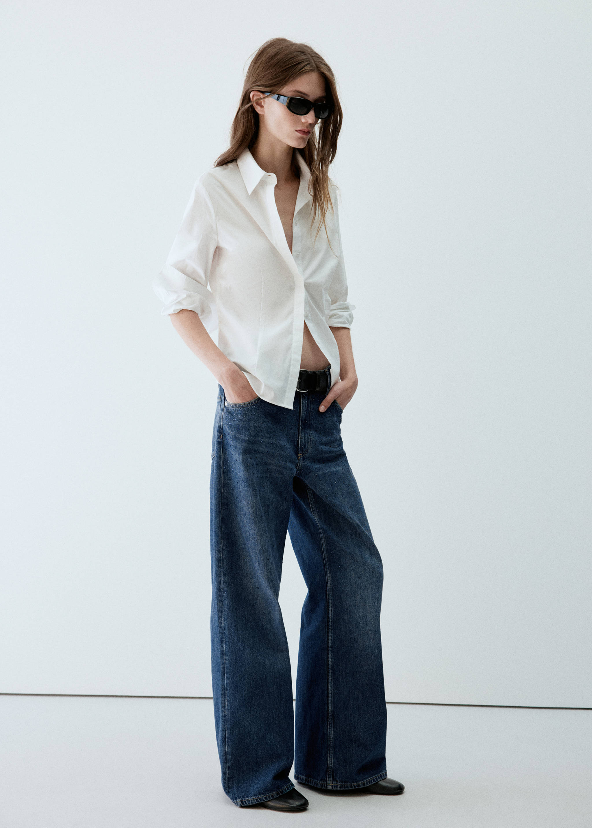 Wide leg jeans with rhinestones - General plane