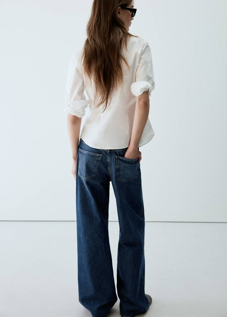 Wide leg jeans with rhinestones — Dark Blue