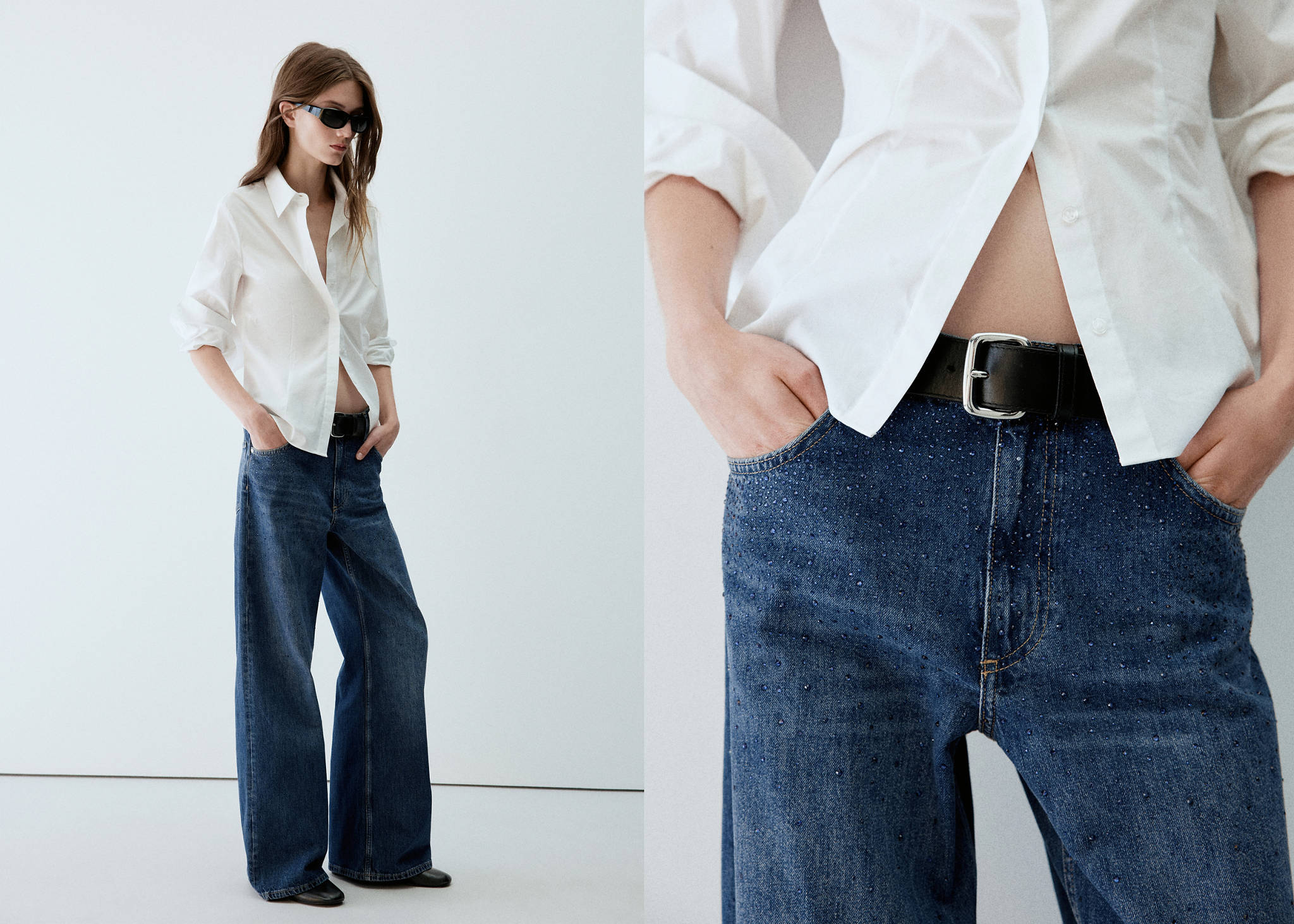 Jeans wide leg strass - Plano panorámico