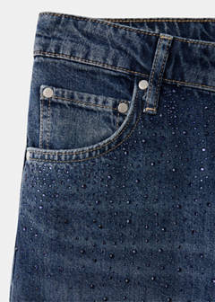Wide leg jeans with rhinestones — Dark Blue 7