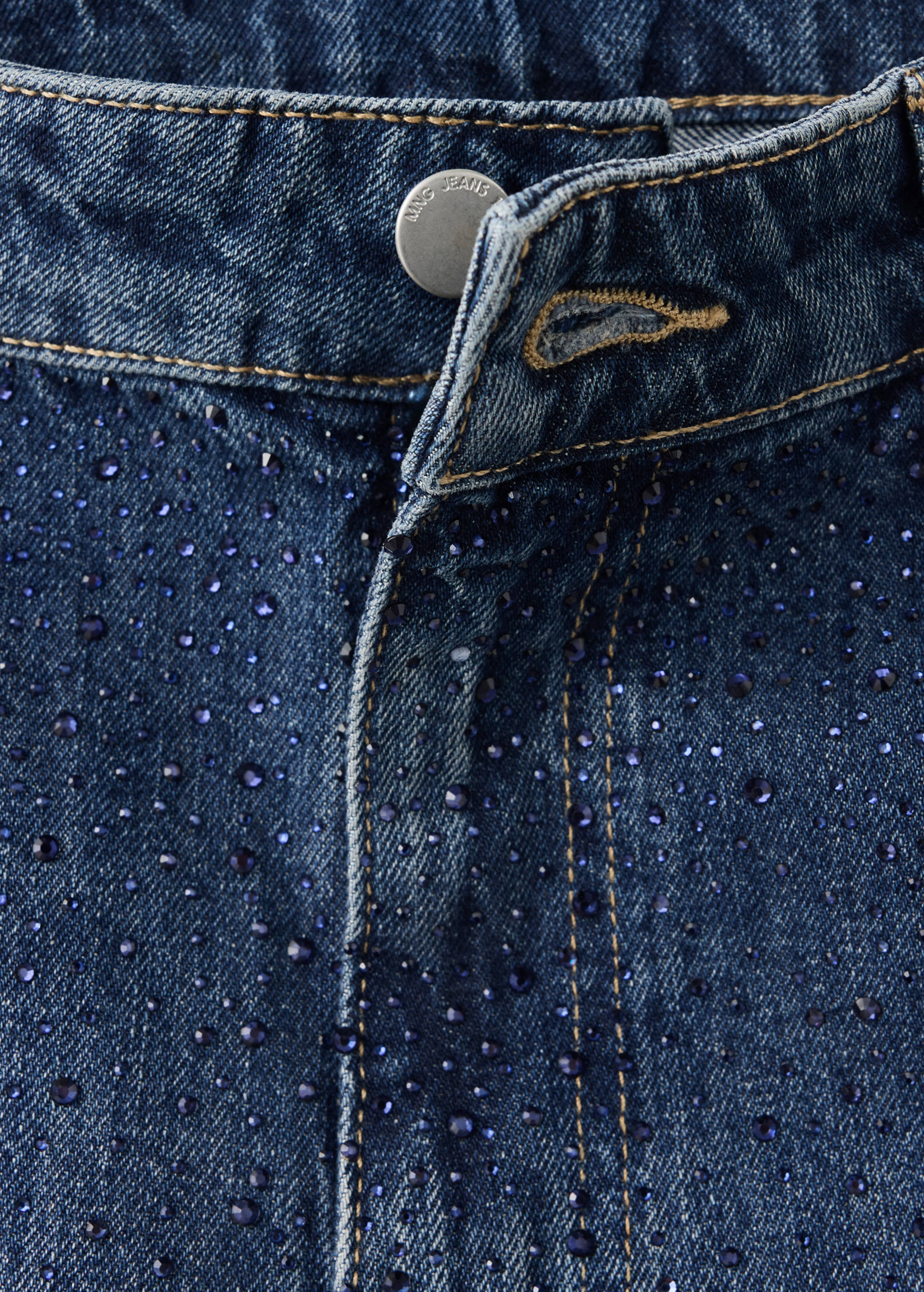 Wide leg jeans with rhinestones - Details of the article 0