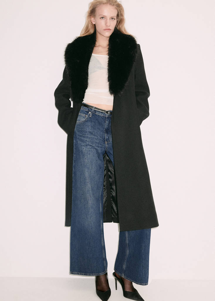 Wide leg jeans with rhinestones by Mango
