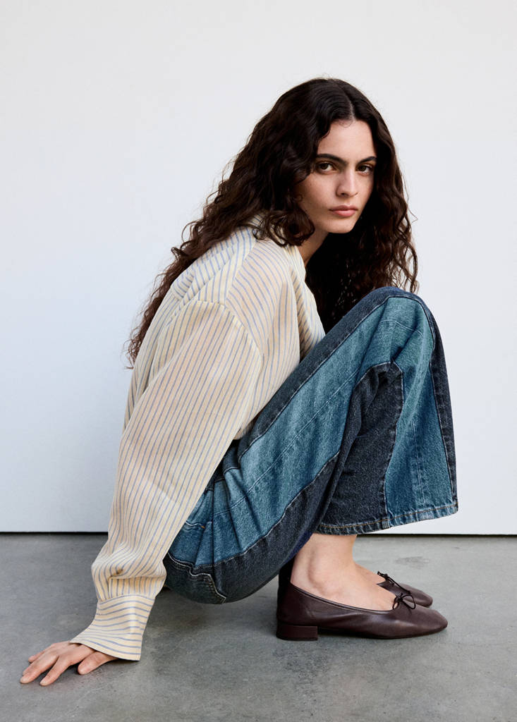 Wide-leg jeans with contrast detailing — Dark Blue