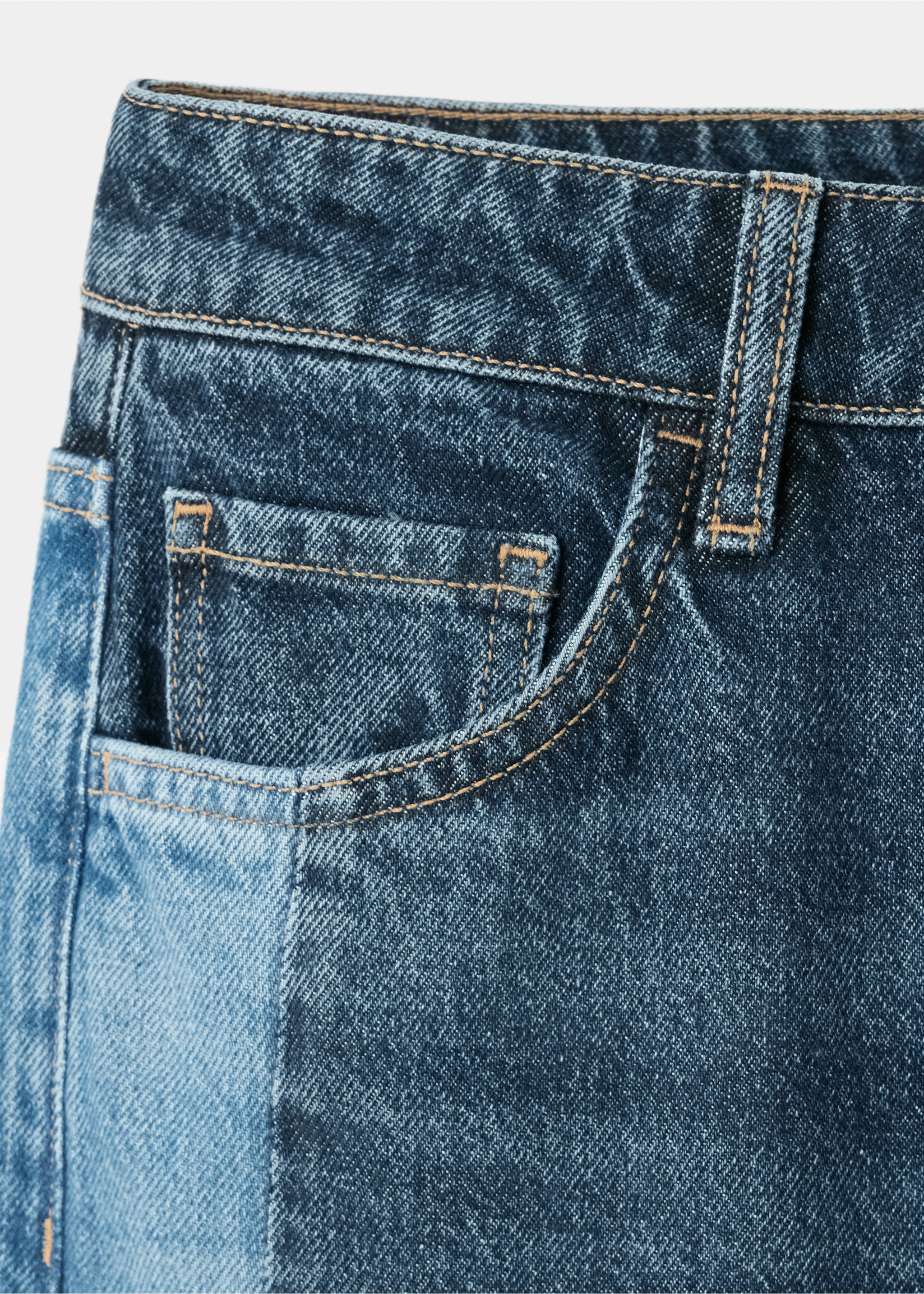 Jean wide leg avec détail contrastant - Détail de l'article 8, Bleu foncé. Ref: 37005901-00.