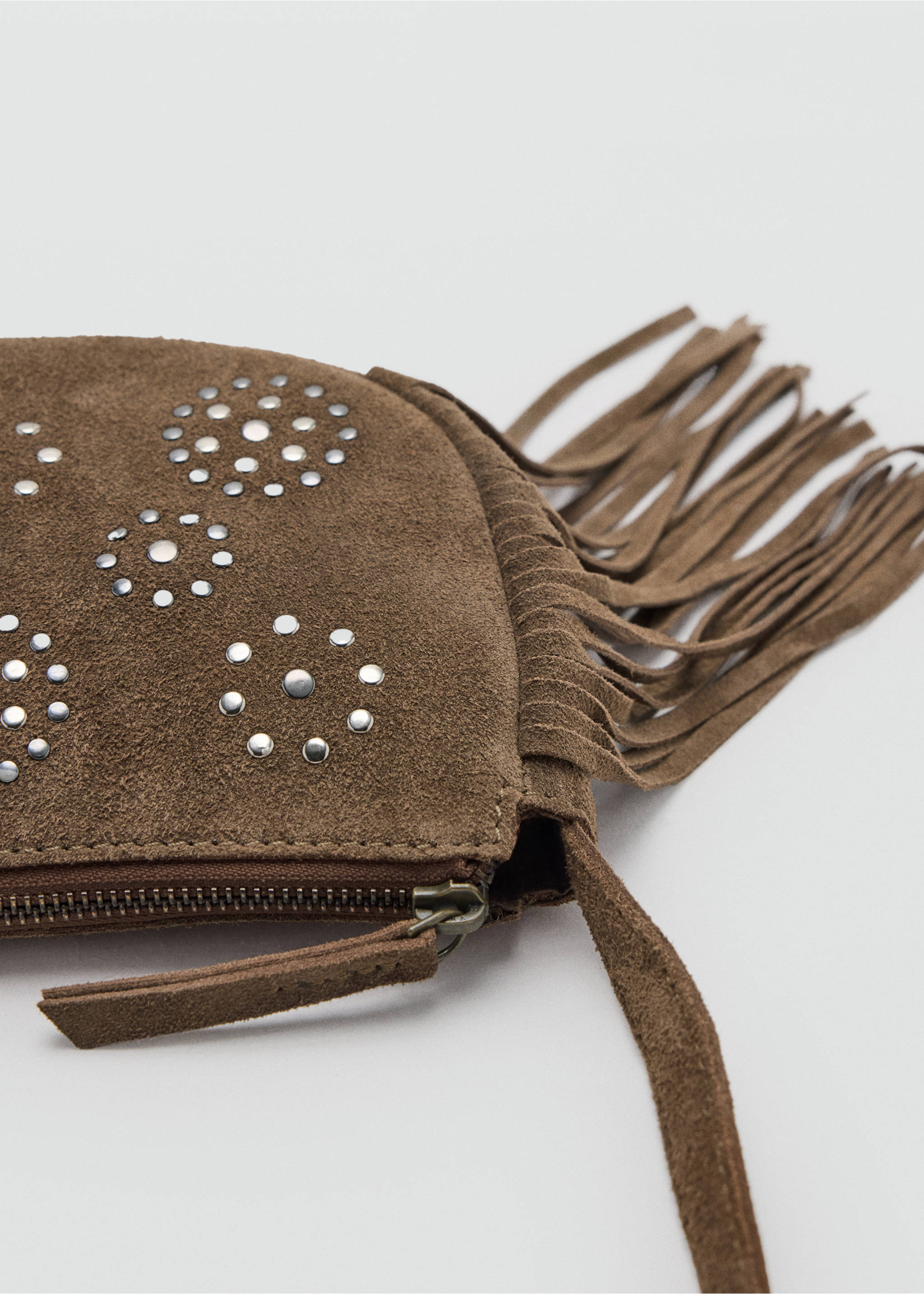 Fringe leather bag - Details of the article 1, Brown. Ref: 37005982-00.