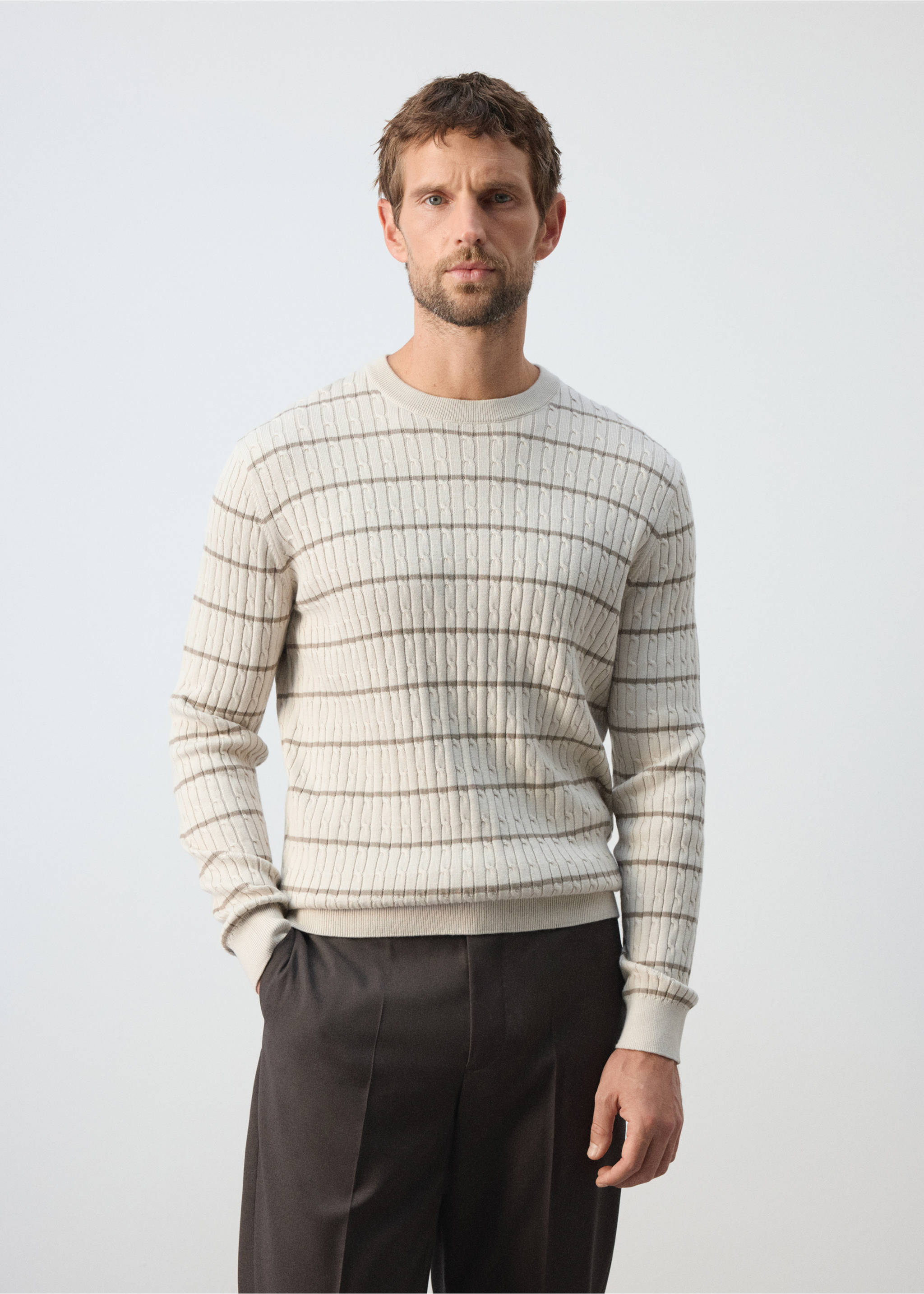 Sweater marsr - Средний план, Пастельный светло-серый. Ref: 37005983-00.