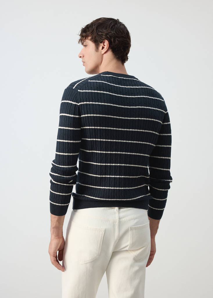 Cotton-lyocell blend cable-knit jumper - thumbnail 3