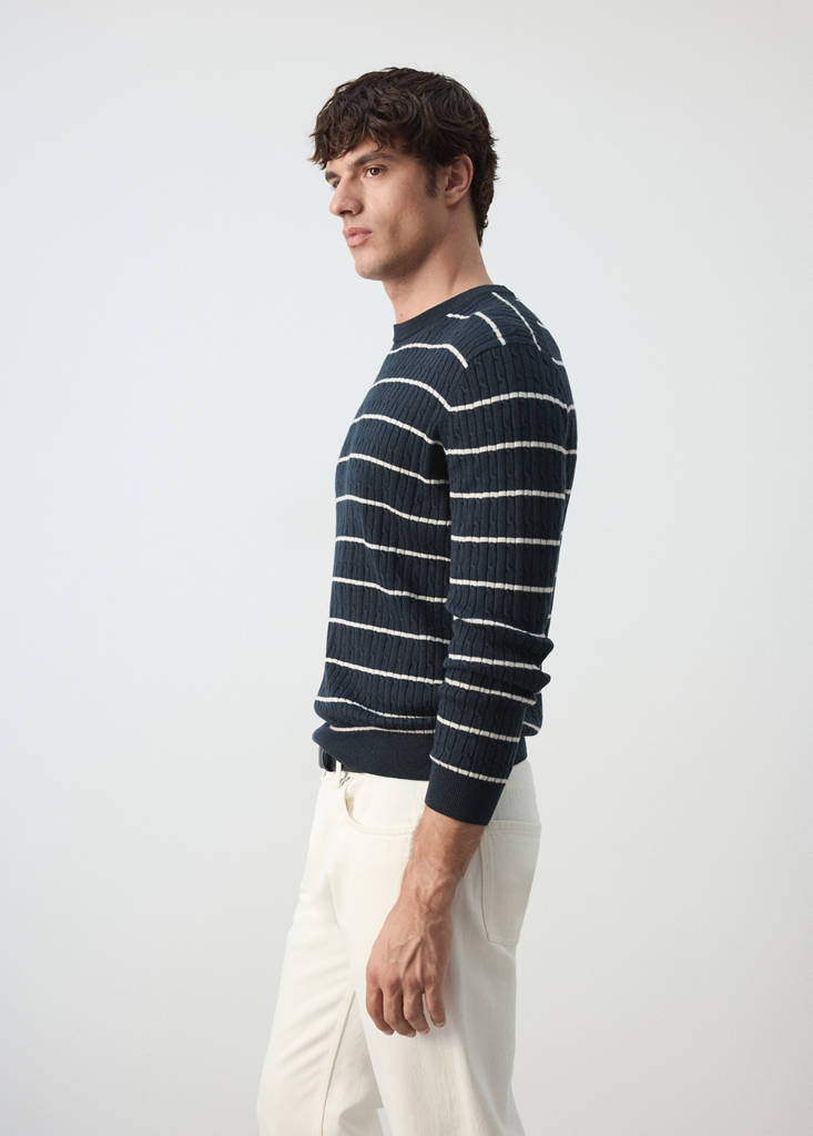 Cotton-lyocell blend cable-knit jumper - thumbnail 6