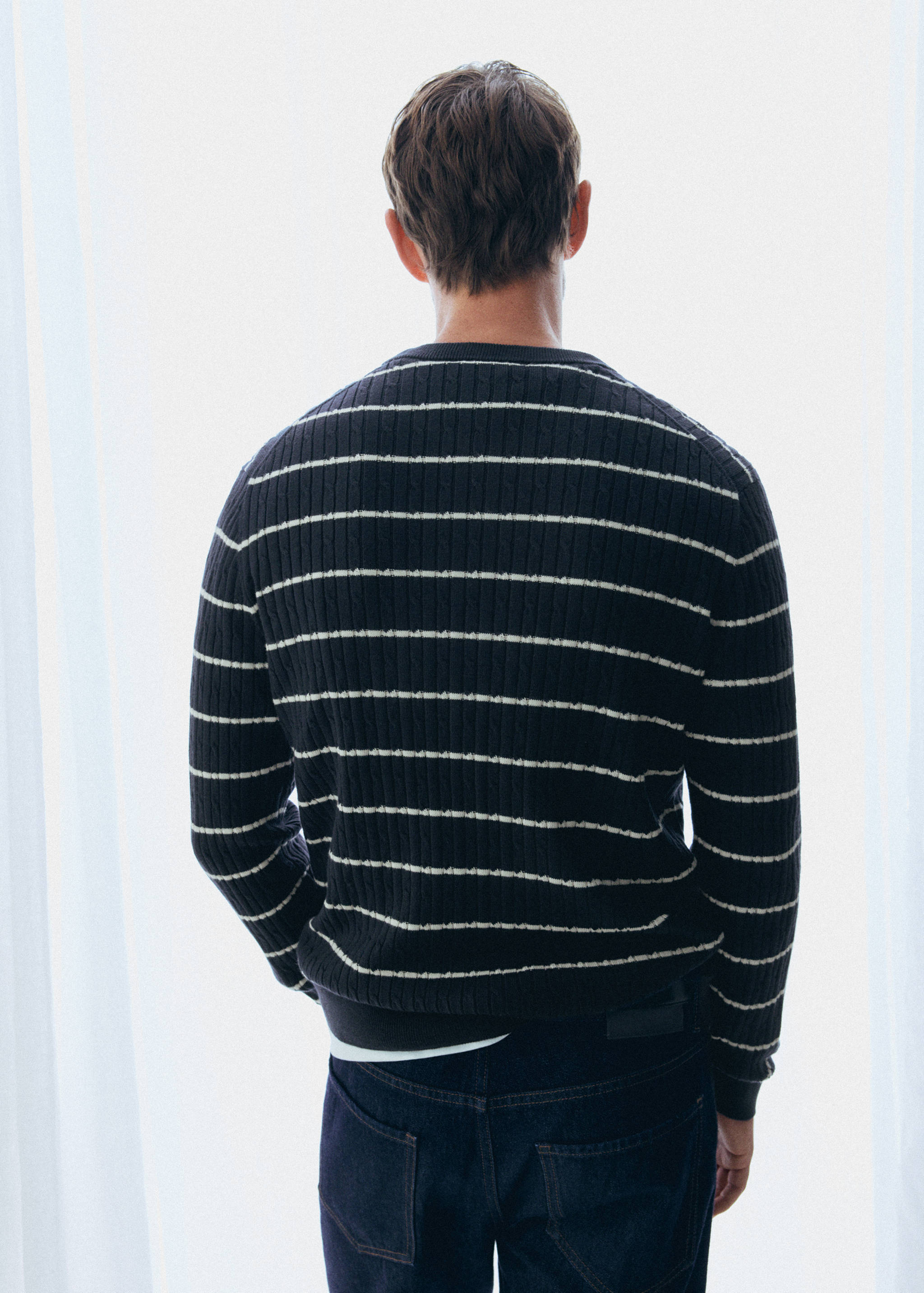 Cotton-lyocell blend cable-knit jumper - Reverse of the article