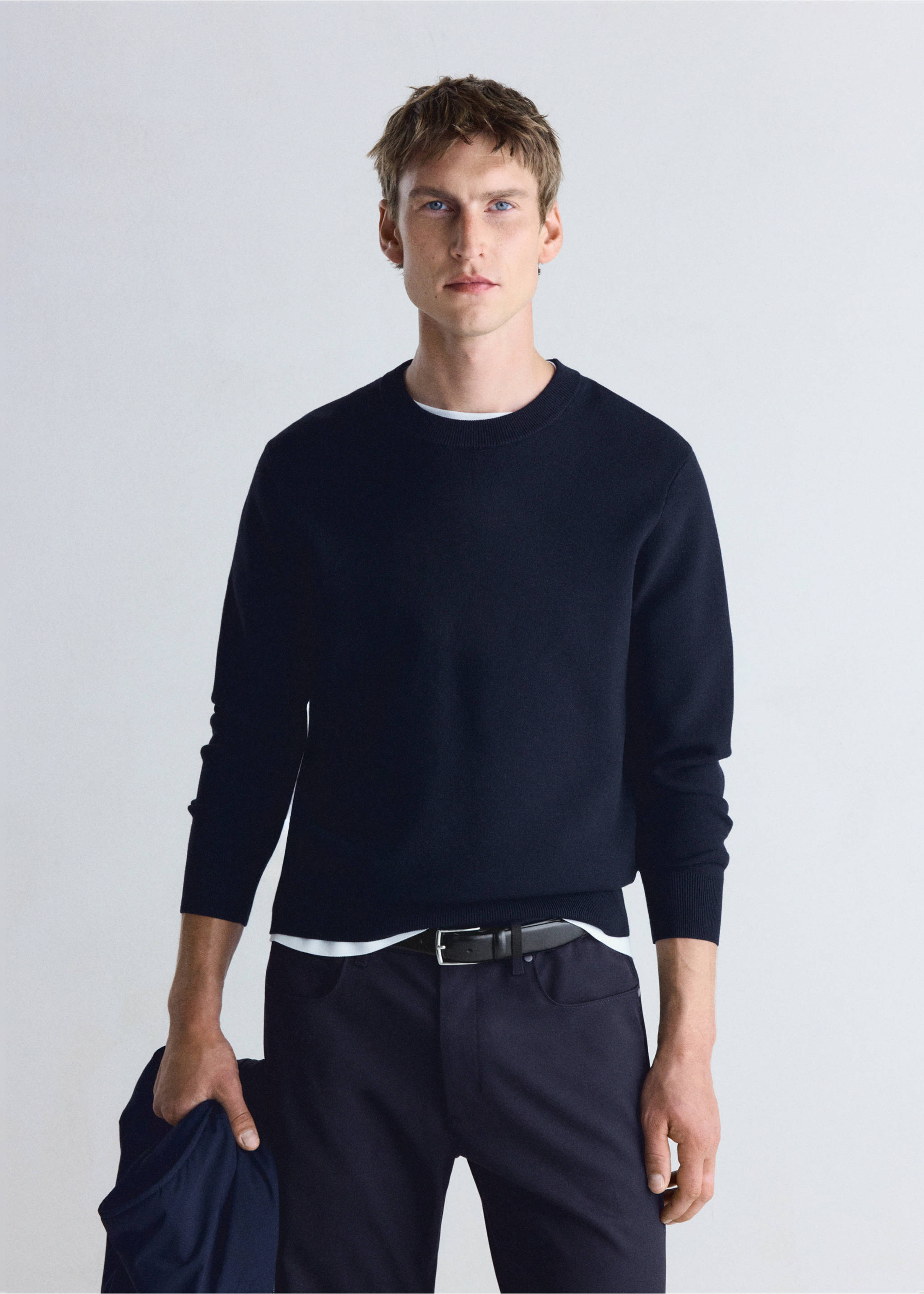 Sweater luxus - Средний план, Глубокий темно-синий. Ref: 37005984-00.
