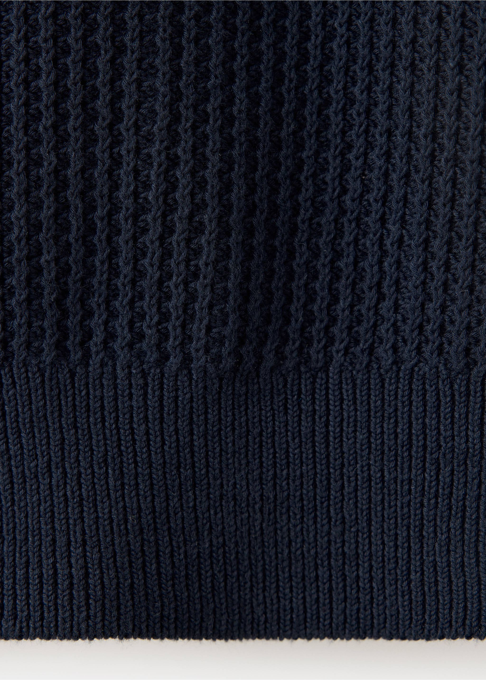 100% cotton ribbed zip-up polo shirt - Details of the article 0, Navy. Ref: 37005986-00.