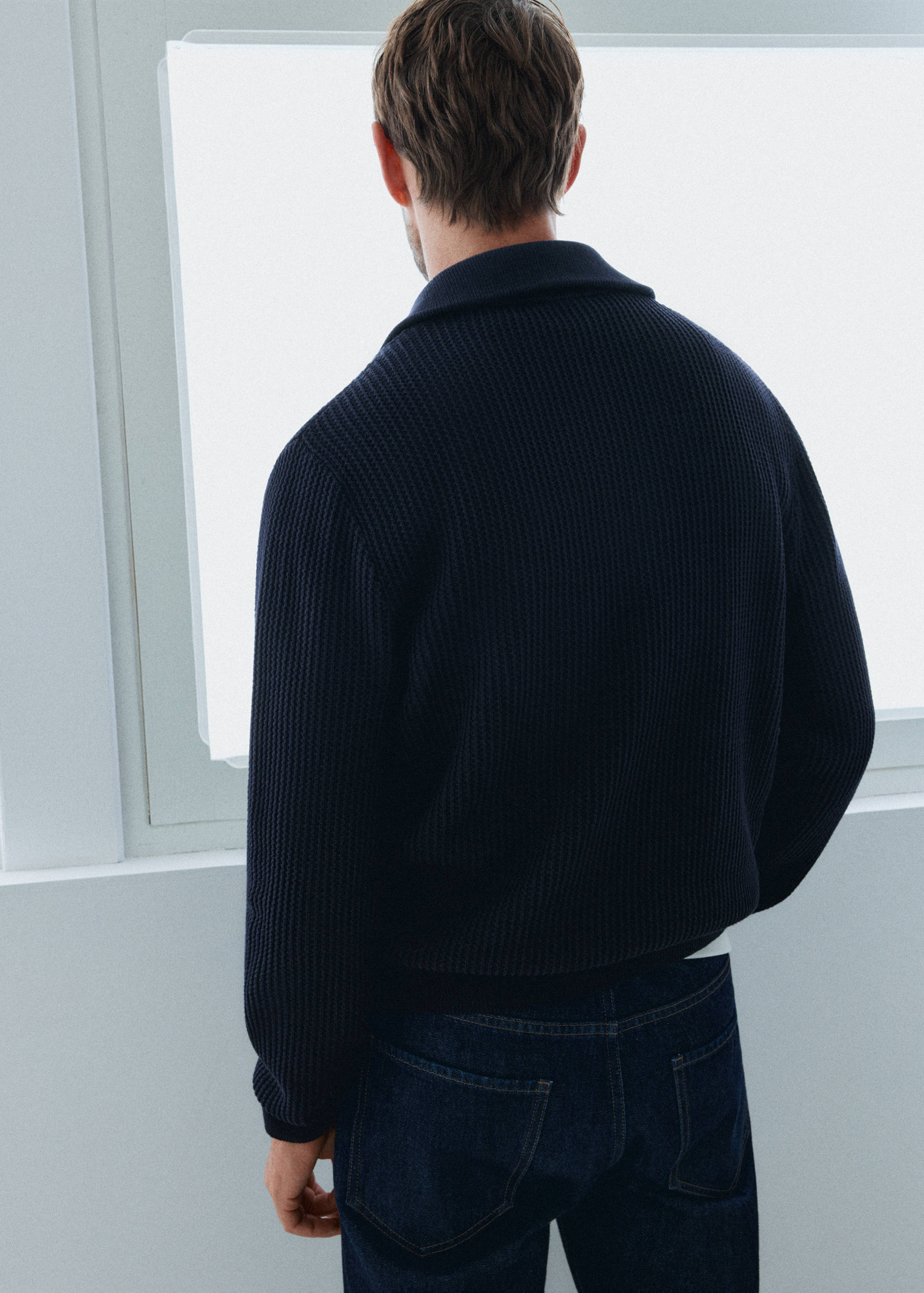 100% cotton rib knit jersey with zip fastening - Reverse of the article