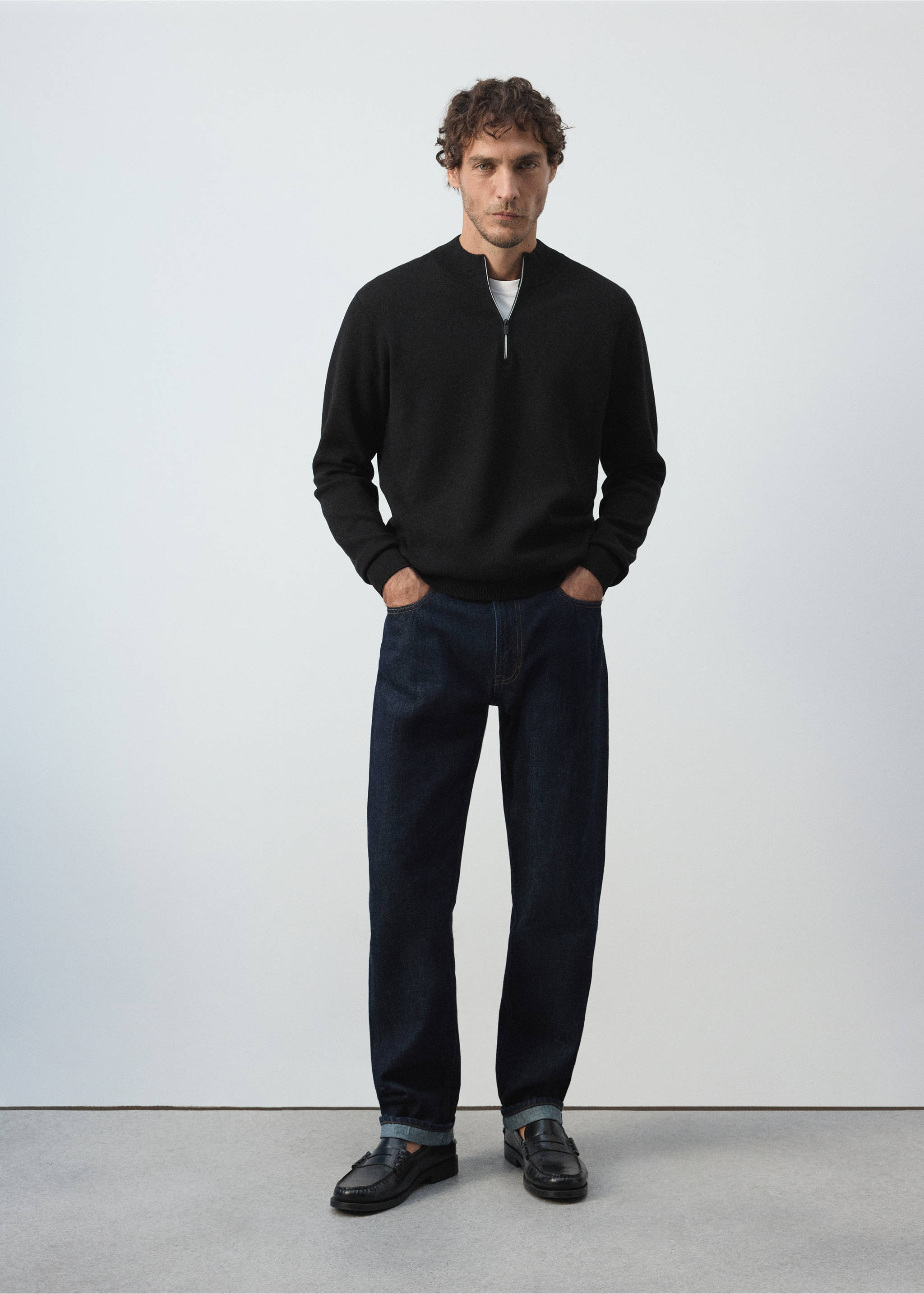 Comfort stretch zip jersey - General plane, Black. Ref: 37005987-01.