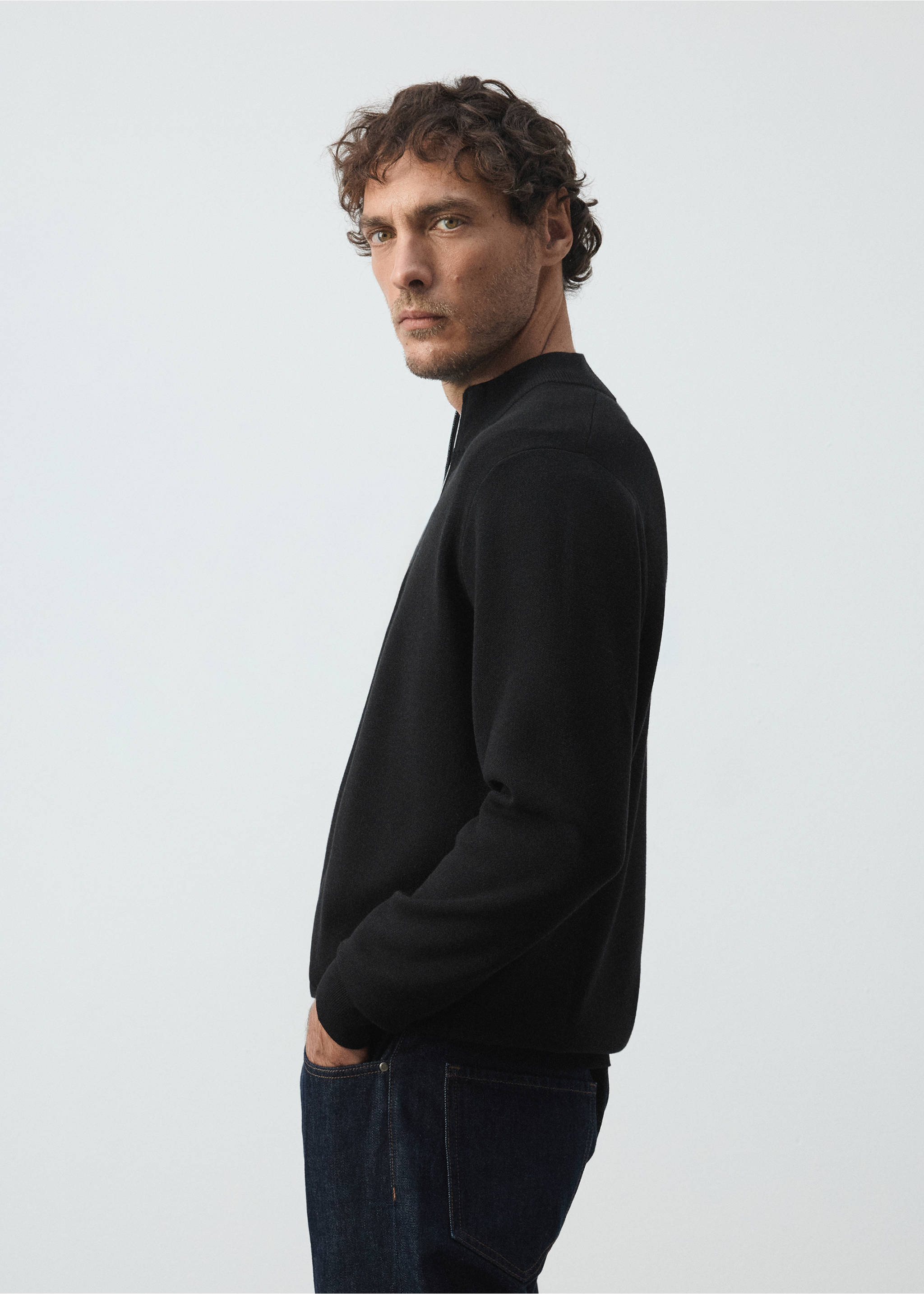 Comfort stretch zip jersey - Details of the article 2, Black. Ref: 37005987-01.