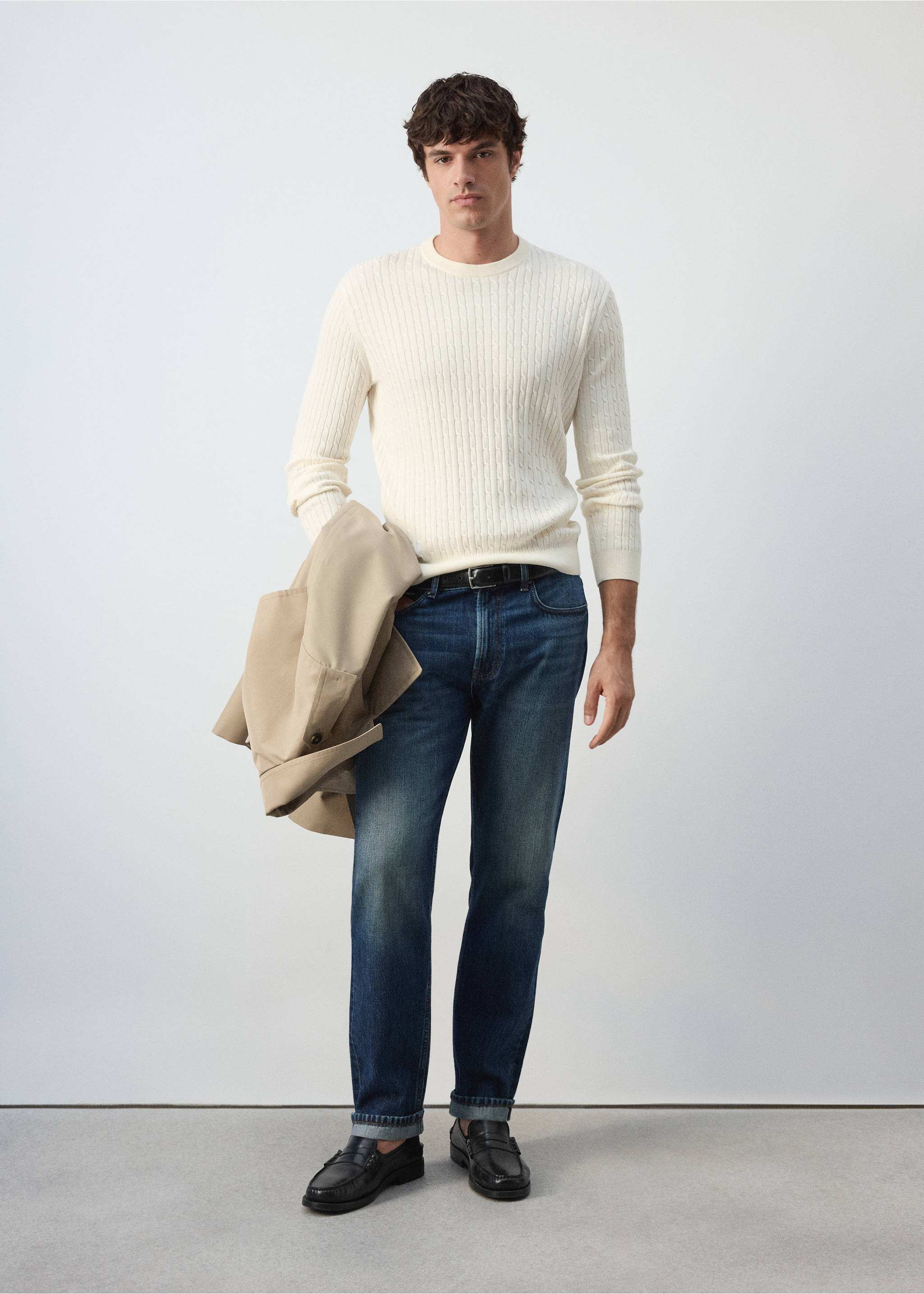 Cotton-lyocell blend cable knit sweater - General plane, Off White. Ref: 37005988-00.