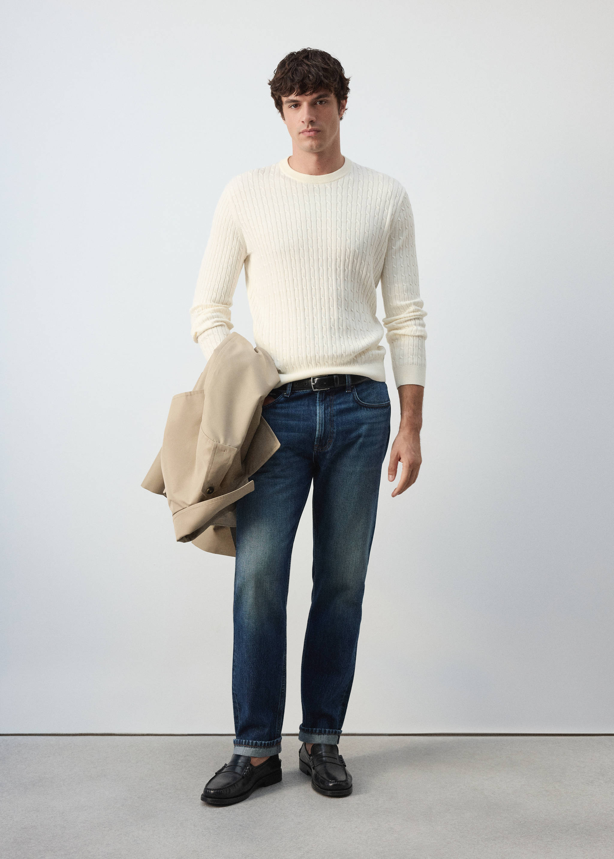 Cotton-lyocell blend cable knit sweater - General plane