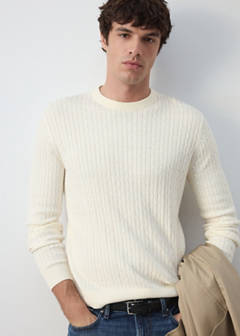 Cotton-lyocell blend cable-knit jumper — Off White 4