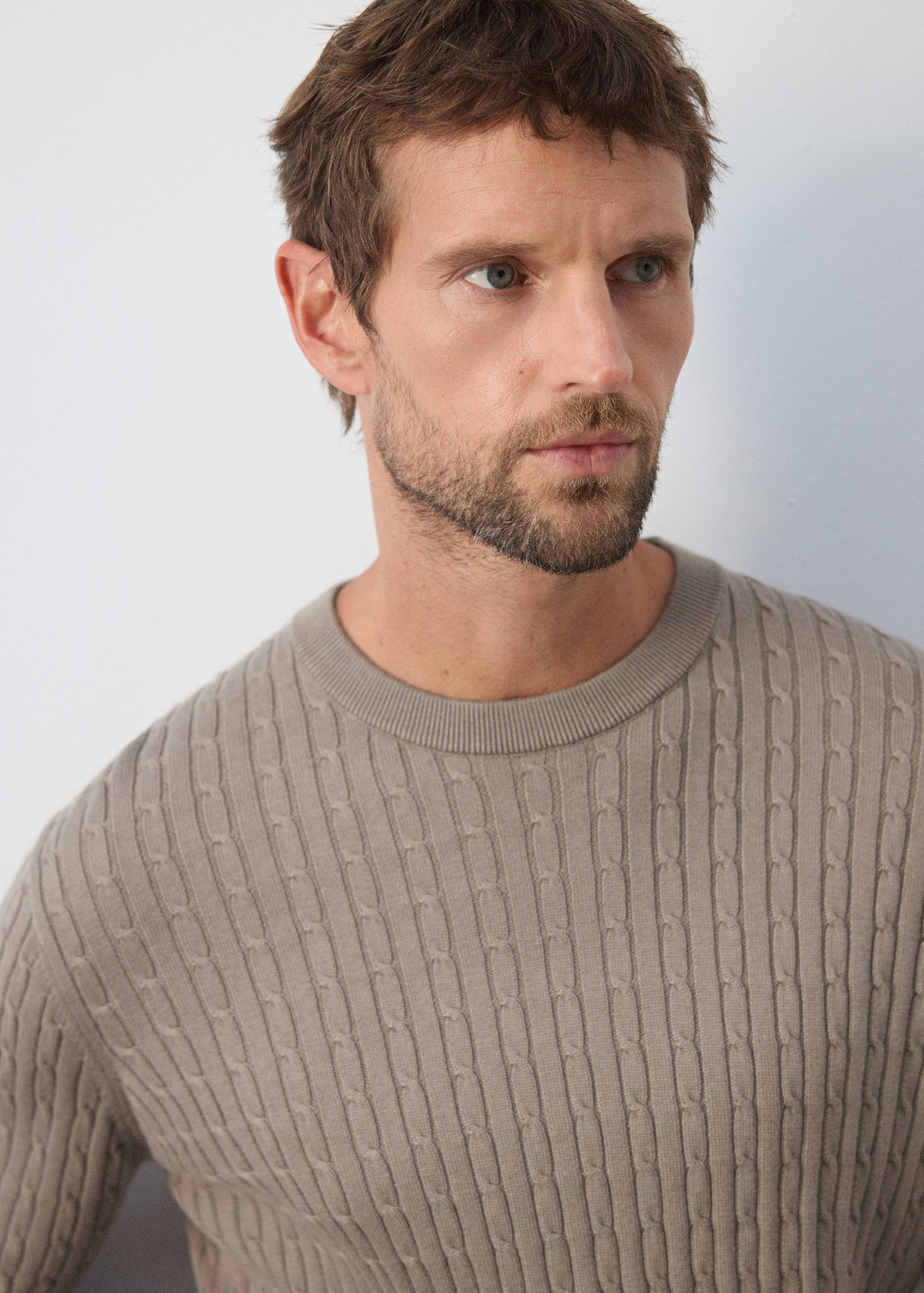 Cotton-lyocell blend cable knit sweater - Details of the article 1