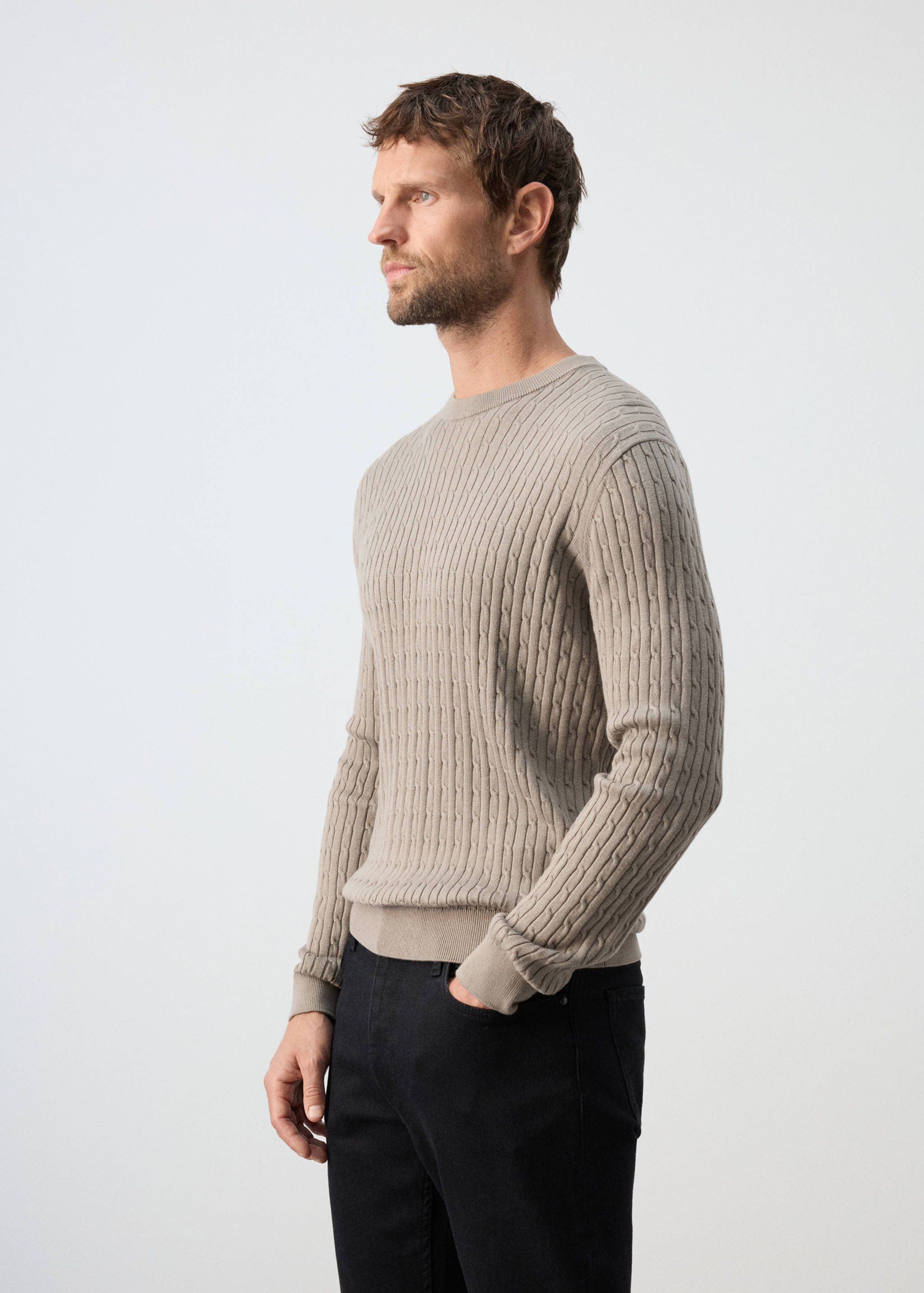 Cotton-lyocell blend cable knit sweater - Details of the article 2