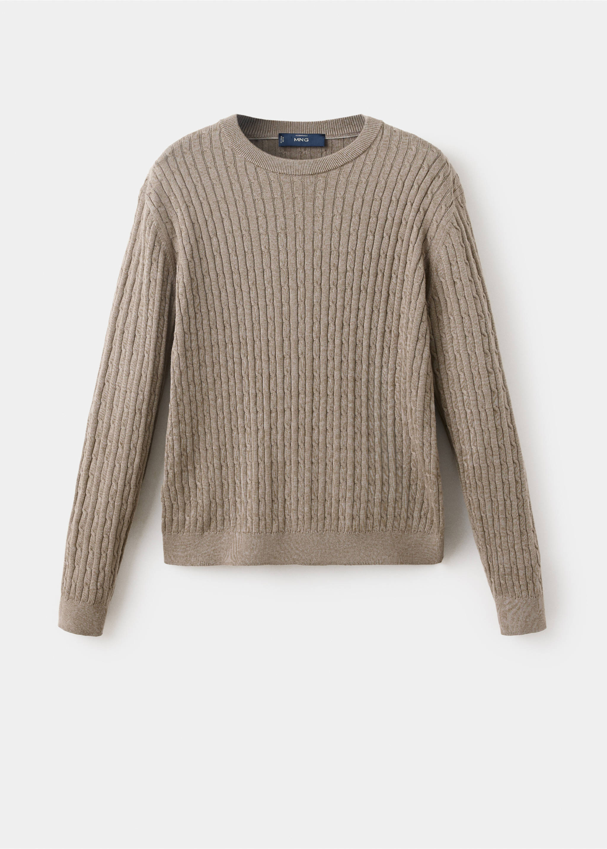 Cotton-lyocell blend cable knit sweater - Article without model, Mink Grey. Ref: 37005988-00.