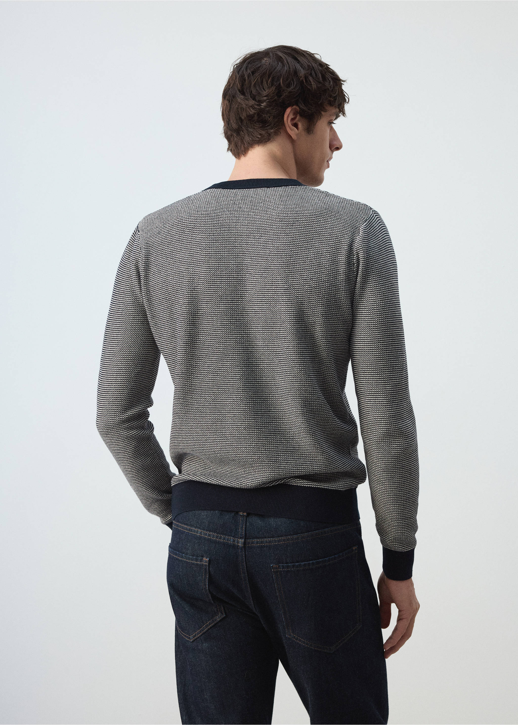 100% cotton fine-knit sweater - Reverse of the article, Navy. Ref: 37005989-00.