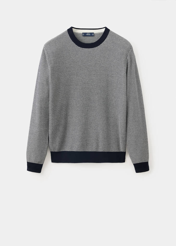 Fine-knit jersey, 100% cotton, textured finish — Navy