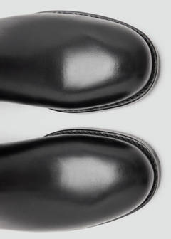 Rounded toe leather ankle boots — Black 4