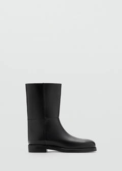Rounded toe leather ankle boots — Black 1