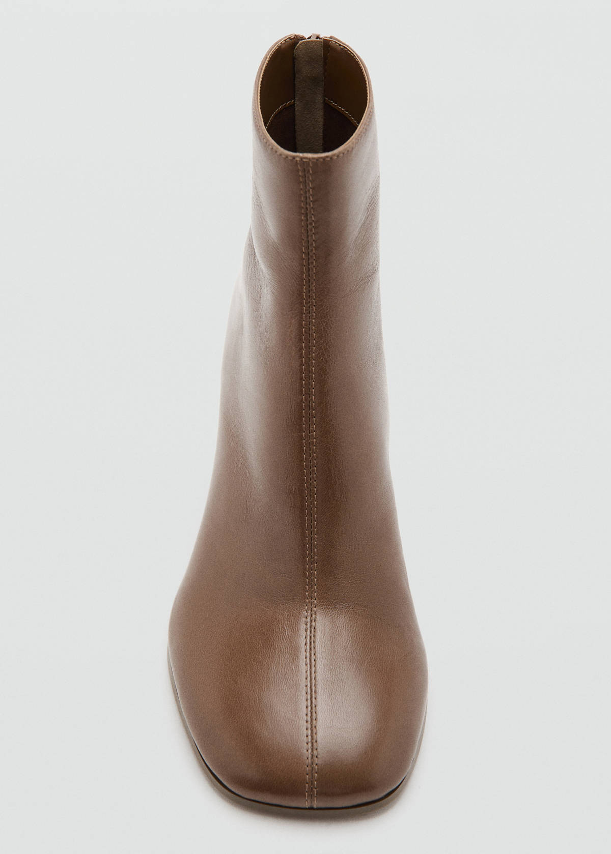 Leather ankle boots with block heel — Brown
