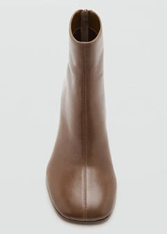 Leather ankle boots with block heel — Brown 5