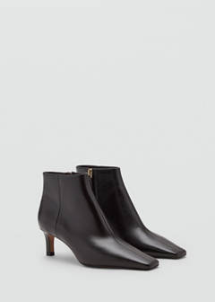 Leather heeled ankle boot with square toe — Chocolate 2