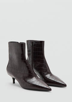 Kitten heel pointed-toe ankle boot — Burgundy 2
