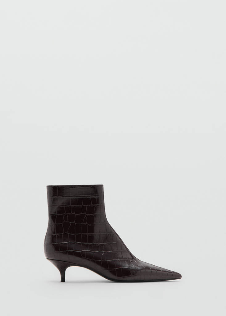 Kitten heel pointed-toe ankle boot — Burgundy