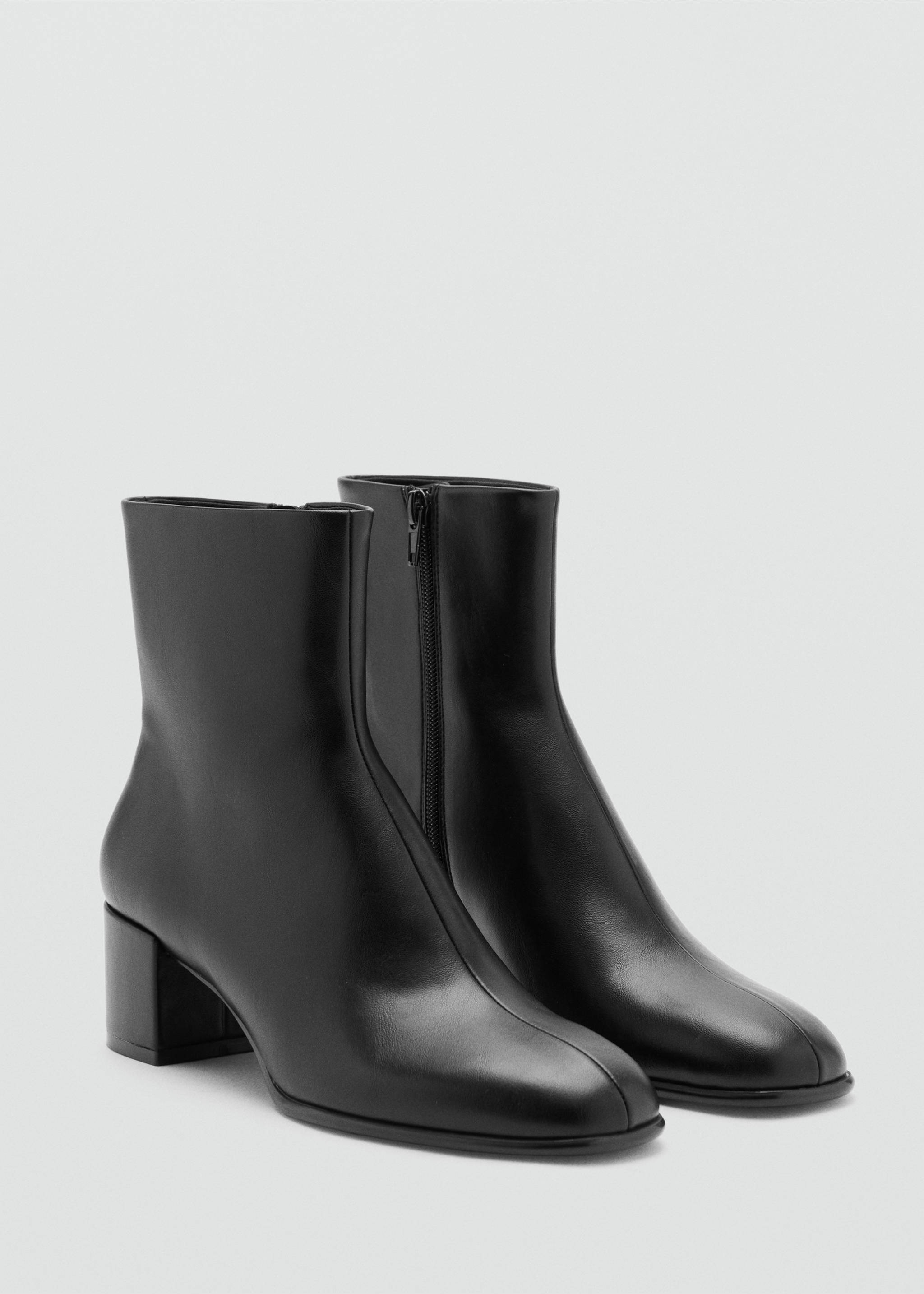 Faux leather ankle boot with block heel - Medium plane, Black. Ref: 37005996-00.