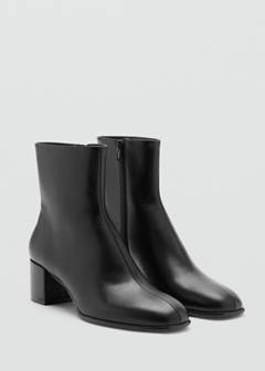 Faux leather ankle boot with block heel — Black 2