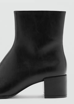 Faux leather ankle boot with block heel — Black 3