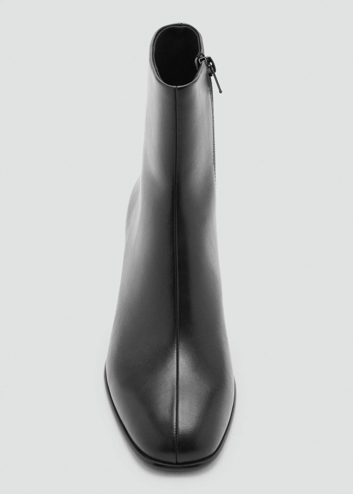 Faux leather ankle boot with block heel — Black