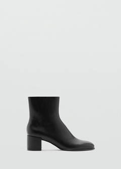 Faux leather ankle boot with block heel — Black 1